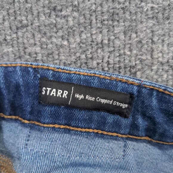 True Religion Women's Starr High Rise Cropped Straight Jeans Blue 27 Distressed - Picture 9 of 11